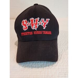 Stockton Honda Yamaha S-H-Y‎ Flexfit Embroidered Cap S-M Black Hat Yupoong